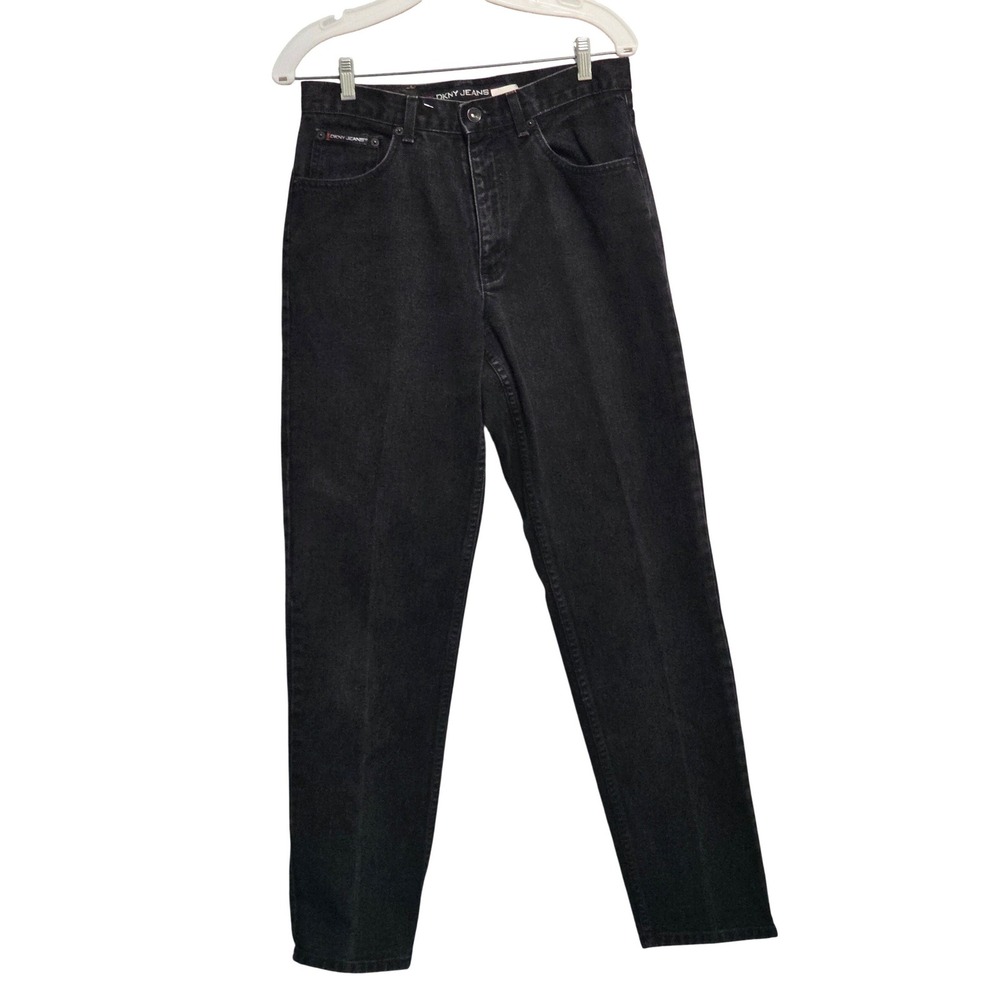 Vintage DKNY Jeans Womens High Waisted Tapered Leg‎ Black Denim Pants Sz 12